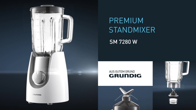 Grundig SM 7280 W Premium Standmixer mit 4 Geschwindigkeitsstufen Glasbehälter