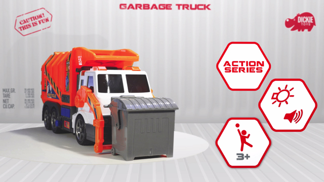 Müllauto Dickie Toys Licht Sound Mülltonne Garbage Truck Orange 
