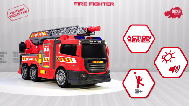 Dickie Fire Engine Feuerwehr Auto Löschwagen mit Wasserspritze Licht und Sound 