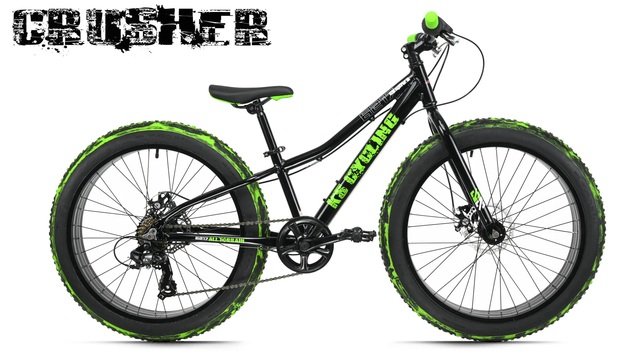 Fatbike 20'' MTB Kinder Crusher 6217 schwarz-grün RH 36 cm 176K 