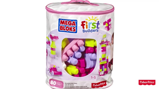 for sale online Pink DCH62 Mega Bloks First Builders Big Building Bag 80 Pieces 